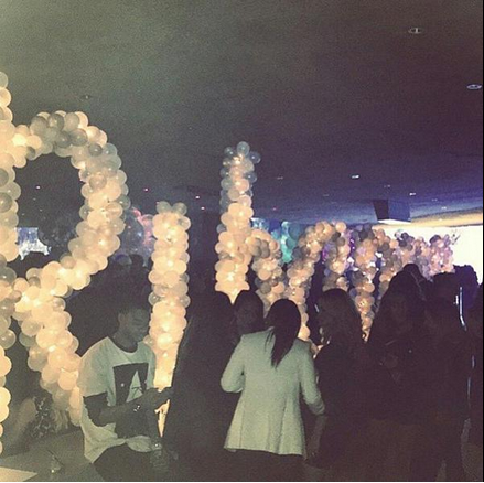 Rihanna at her 27th surprise birthday on February 20, 2015 ( Photo credit: Mail Online)