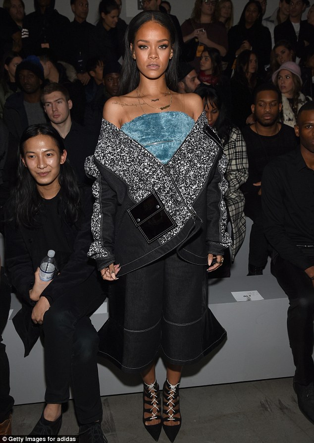 Rihanna at Kanye West's concert and fashion show in New York City on Thursday, February 12, 2015 (Photo Credit: Mail Online)
