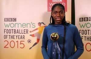 Asisat Oshoala with her awad (Photo Credit: BBC)