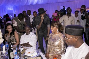 Adams Oshiomole and his beautiful bride to be, Lala Fortez pictured at a recent event.( Photo Credit: remikuti.com)