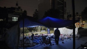 Many in Kathmandu spent another night outside (Photo Credit: BBC)