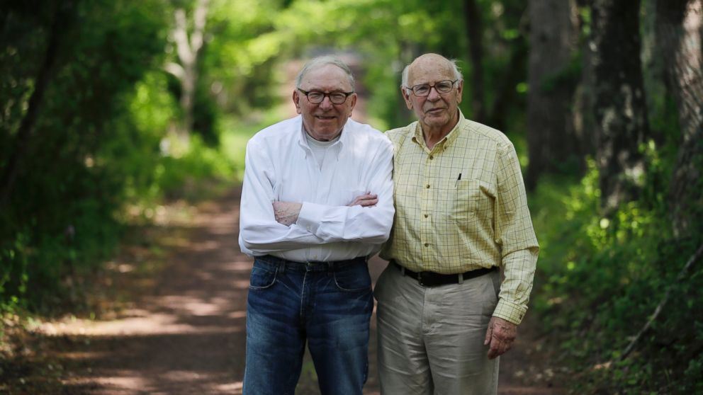 Bill Novak, (Left) and partner Norman MacArthur (Right) pose for a photograph near the couple's home on Friday, May 22, 2015 in Erwinna, Pennsylvania. ( Photo Credit: AP Photo/Matt Slocum)