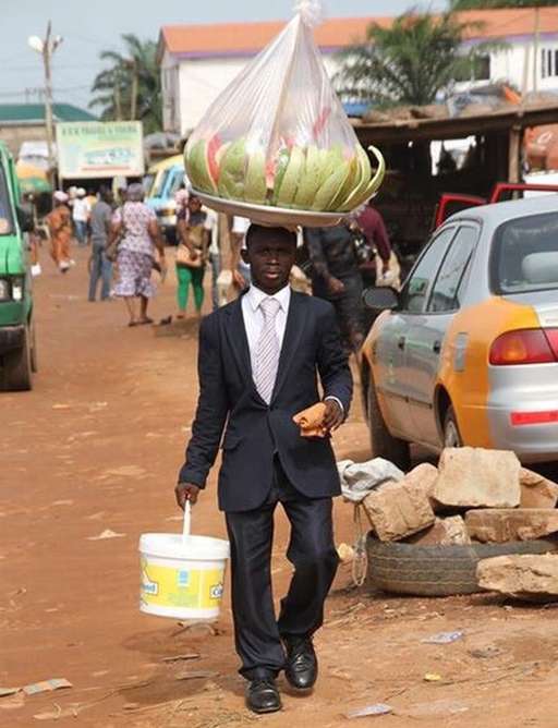 Daniel Nartey Hawking water melon in Ghana