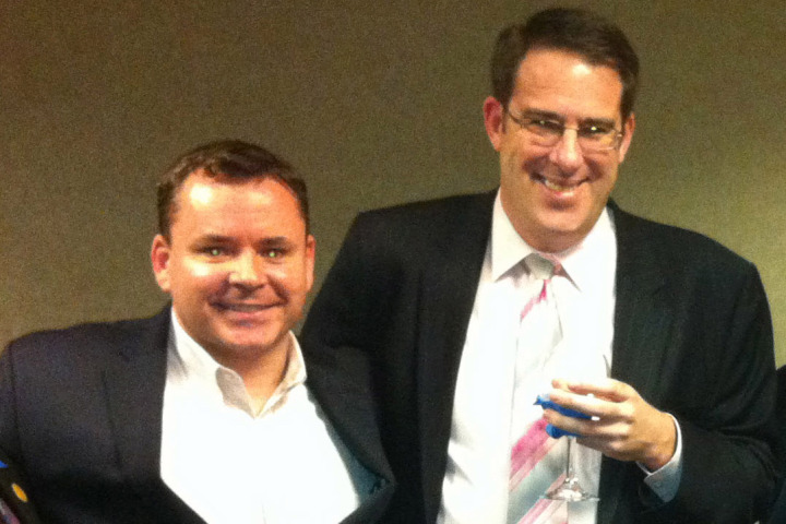 The grabber, Richard Langtry is on the left, and MICHAEL PEACOCK, is the super tall guy is on the right. They are pictured here in an event 6 months before the episode (Photo Provided By Peacock)