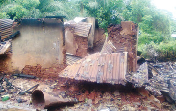 The suspected ritualists hideout uncovered by the officials of Igbotako Police Command in Ondo State at Ago Oyinbo in Okitipupa area of the state on Monday, June 1, 2015. (Photo Credit: Punch)