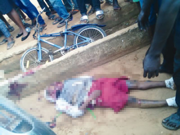 Opeyemi Osibanjo, pictured after he was knocked down and killed by a police officer on Abeokuta Road, Ijebu Ode, Ogun State. (Photo Credit: Punch)
