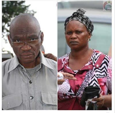 Prince Alphonsus Mbakwe and Mrs Florence Mbakwe was on Friday, June 26, 2015 arraigned by the Economic and Financial Crimes Commission, EFCC, the Lagos State High Court for defrauding one Professor Uchenna Elike of the sum of $38, 000. (Photo Credit: EFCC)