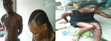 34-year-old Solomon Ajifase inserts pepper into the vagina of his 25-year-old girlfriend in the Igbo Olomu, Ikorodu West area of Lagos State on Sunday, June 14, 2015. (Photo Credit: Punch)