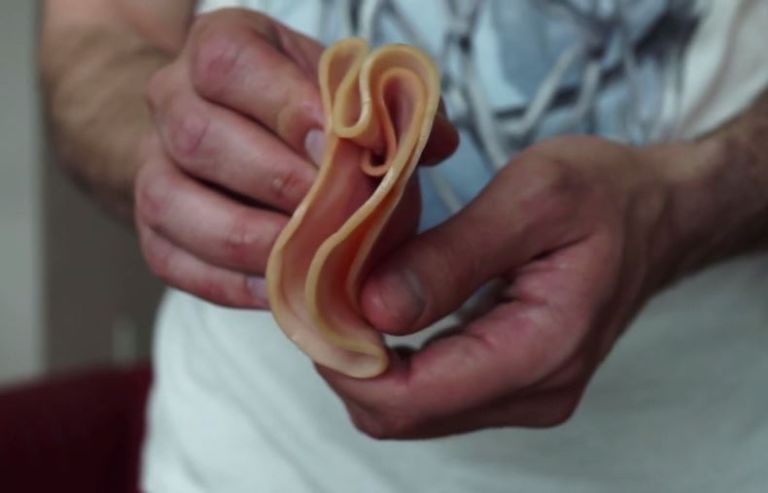 The Autoblow guy uses ham to create a vagina. (Photo Credit: Vimeo)