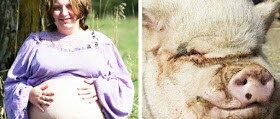 Pregnant Angie Houston from Texas claims she might give birth to a baby pig after she was raped by a pig. (Photo Credit: Ellis County News)