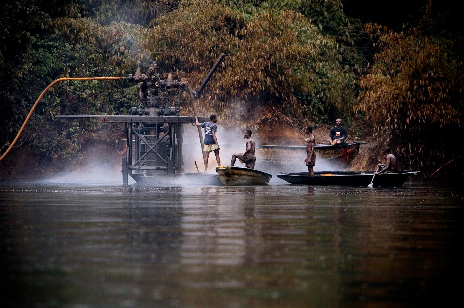 FILE: In 2009, Bolo creek, the villagers are bunkering the oil from Shell facilities and refining it to sell it on the black market. (Photo Credit: Veronique de Viguerie/ Getty Images)