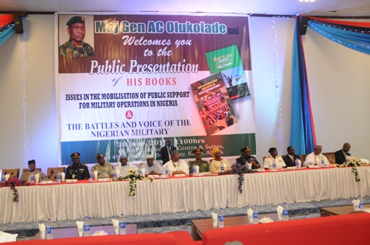 The spokesman of the Nigeria Defence Headquarters, Maj. Gen. Chris Olukolade, on Tuesday, June 30, 2015 launched two books at the Nigeria Air Force Conference Centre.