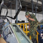 The Chief of Air Staff, Air Vice  Marshal SB Abubakar  inspecting Alfa Jet Aircraft during his Operational  Visit to 99 ACTG  Kanji