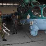 The Chief of Air Staff, Air Vice  Marshal SB Abubakar  inspecting Mi 35 Helicopter Gunship in 97 Special  Operation Group  Port-Harcourt during his Operational Visit to the Unit