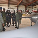 The Chief of Air Staff, Air Vice  Marshal SB Abubakar  inspecting Unmanned Aerial Vehicle during his  operational Visit to 75  Strike Group Yola