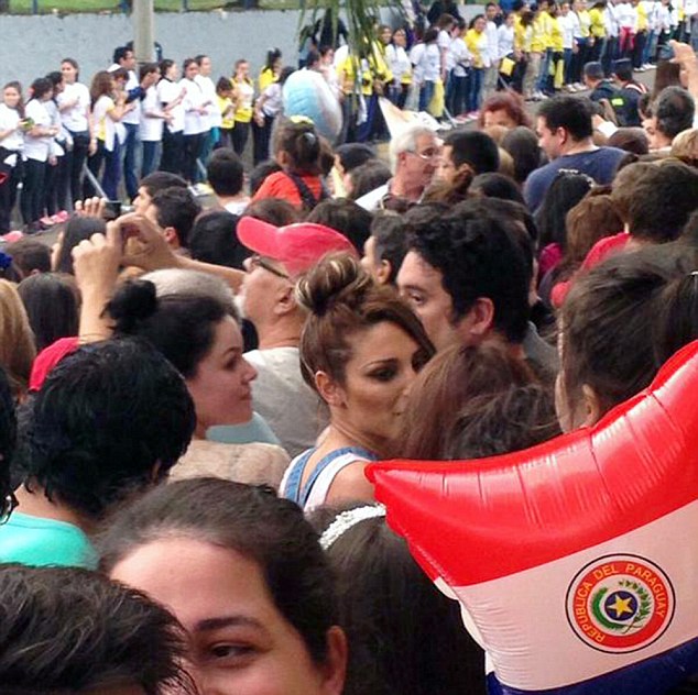 Argentinan model with big boobs, Victoria Xipolitakis, was on Tuesday, July 14, 2015 turned back from the queue of people who wanted to greet Pope Francis in Asuncion, Paraguay because of her raunchy dressing. (Photo Credit: CEN)