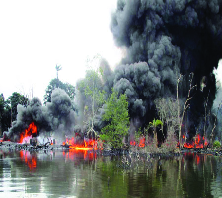 Illegal refinery set ablaze in Rivers State