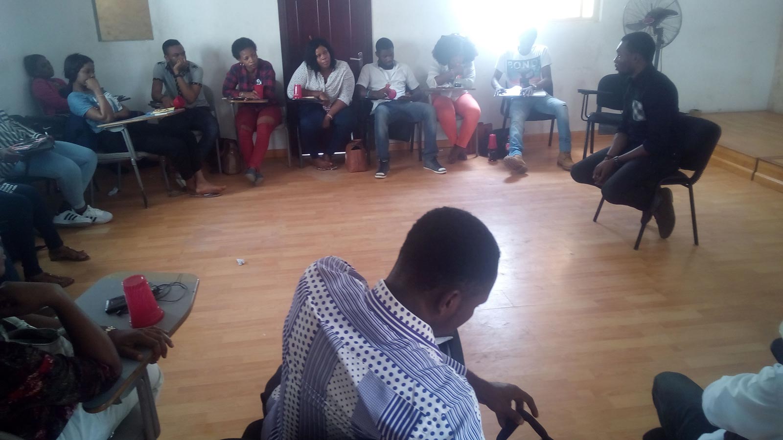 Temitope Tadela addressing the students. | Ephraim Adiele/TheTrent