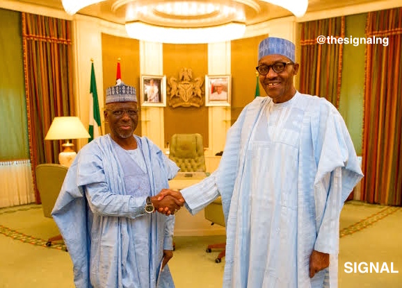 Governor Idris Wada of Kogi State shaking hands with President Muhammadu Buhari in Aso Rock | Signal