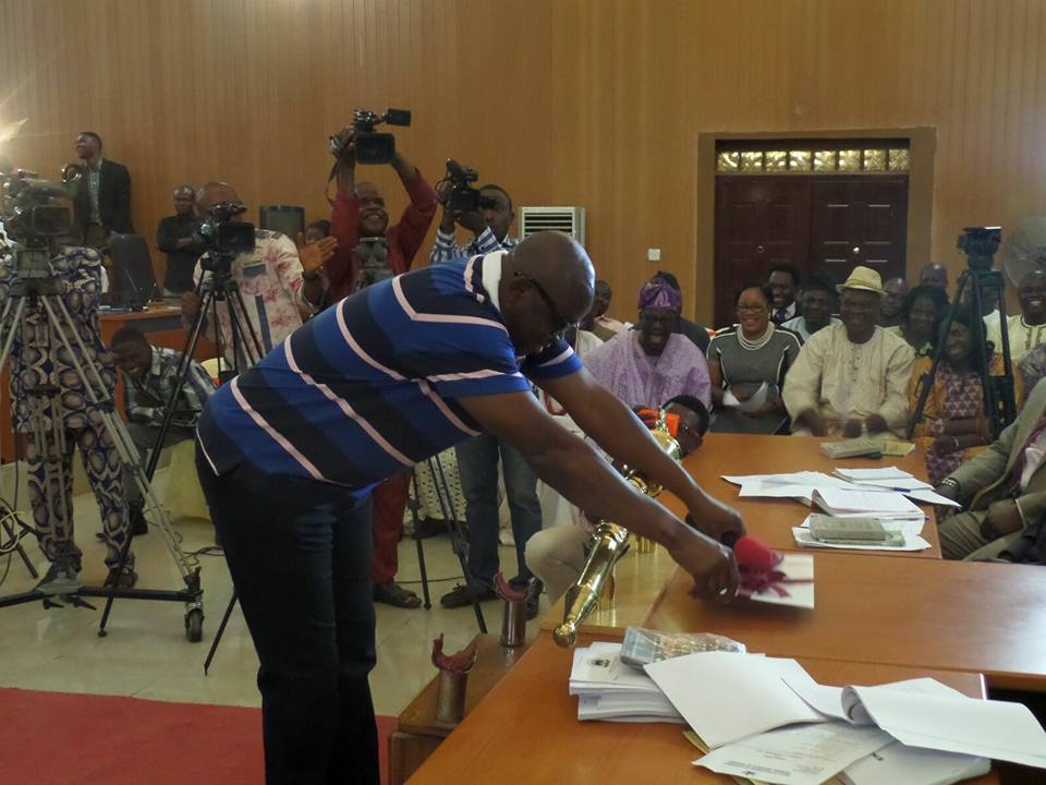 Governor Ayodele Fayose of Ekiti State presents budget to State House of Assembly | Facebook