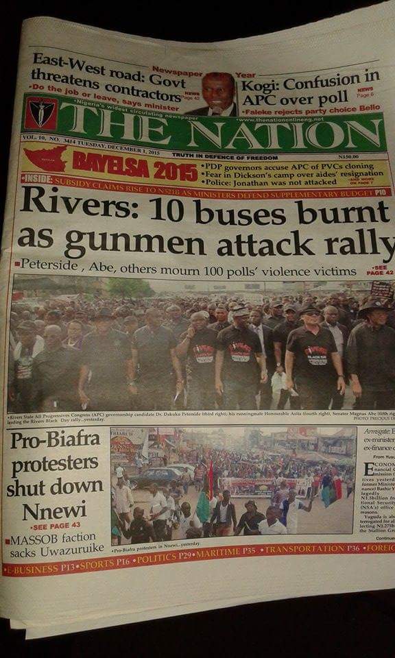The Nation's cover containing APC Propaganda material - a fake story - for Rivers | Facebook
