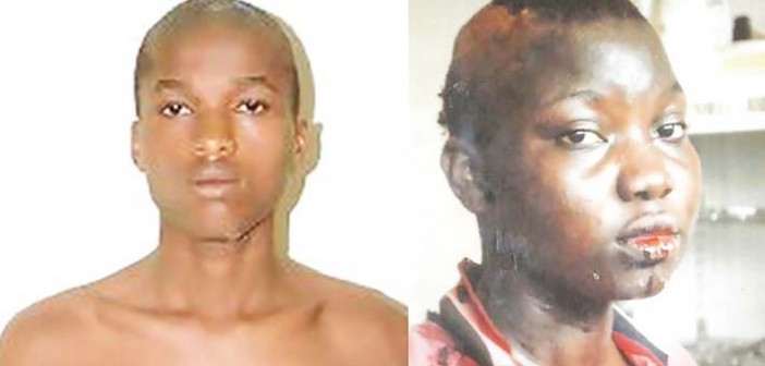 The suspect and one of his victims (r)