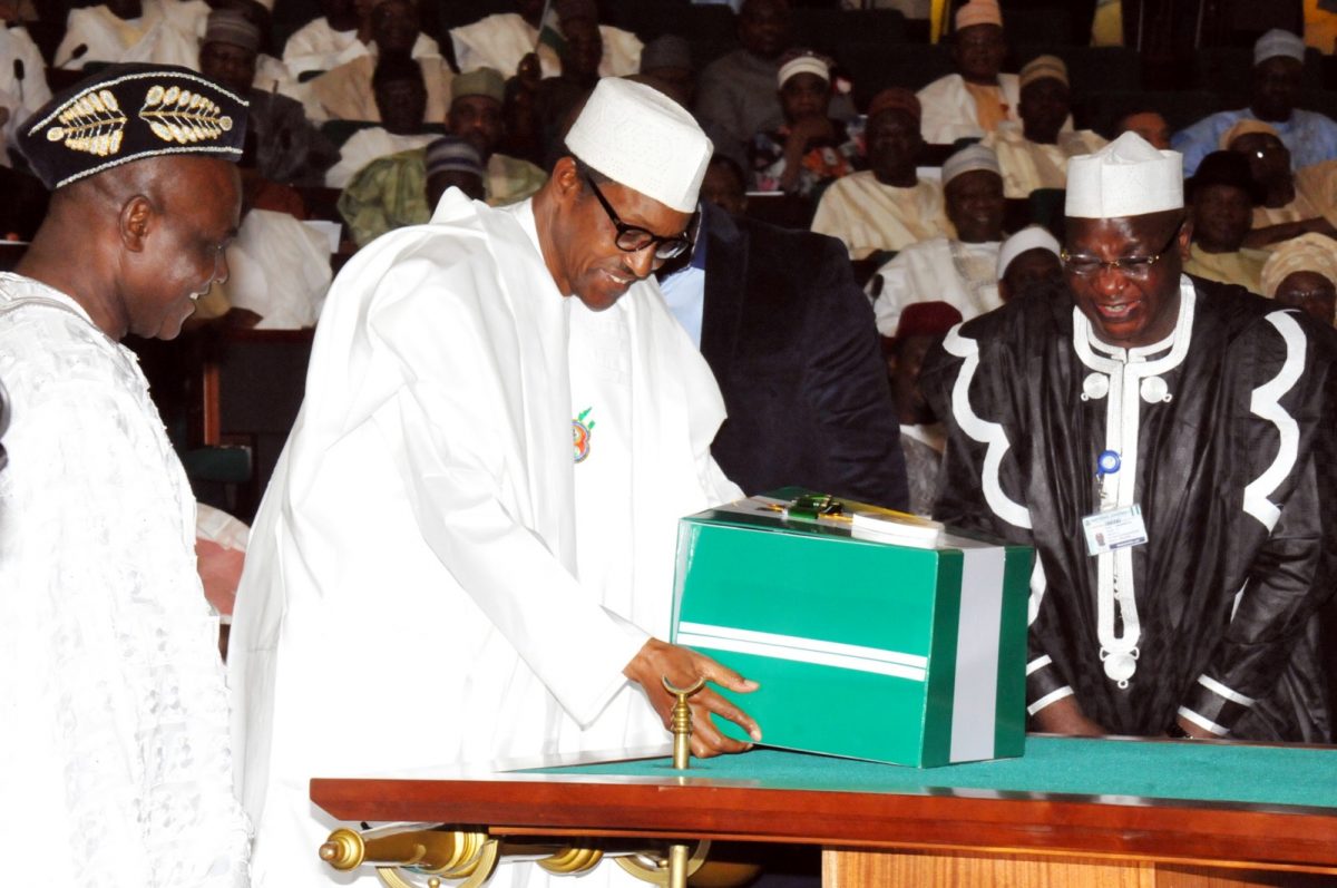 2016 budget, Soludo, Ita Enang presents 2016 budget to senate with Muhammadu Buhari