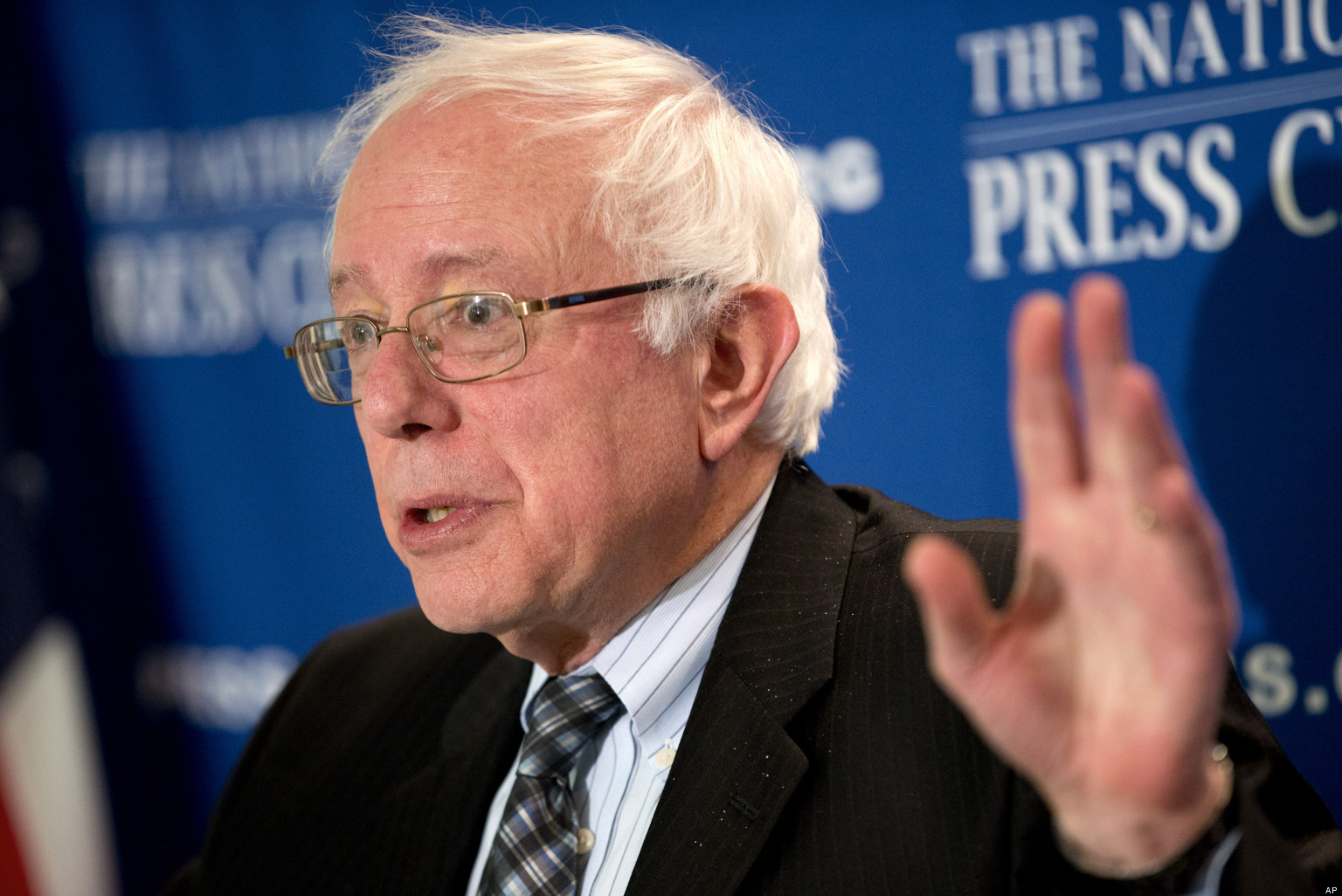 Sen. Bernie Sanders, I-Vt. gestures as he speaks about the fiscal cliff during a news conference at the National Press Club in Washington, Wednesday, Dec. 5, 2012. | AP/Jacquelyn Martin
