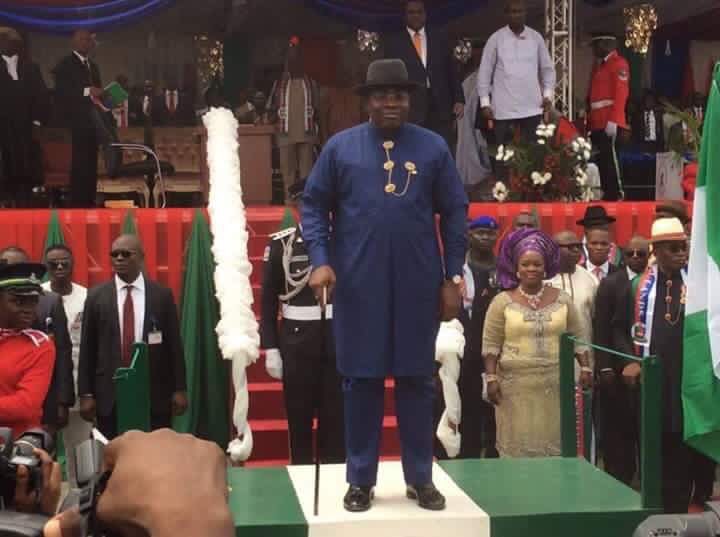 Governor Seriake Dickson at his inauguration for a 2nd term on Sunday, February 14, 2015 in Yenagoa, Bayelsa