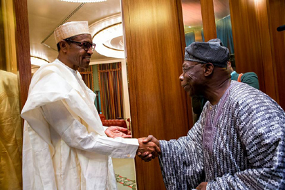 Former President Olusegun Obasanjo, during his visit to President Muhammadu Buhari, at the State House, Abuja, on Thursday, April 7, 2016 | Vanguard