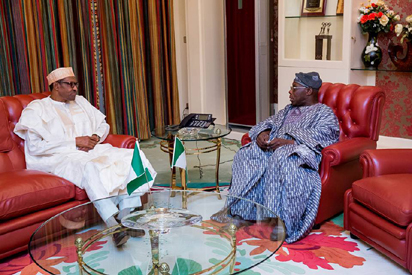 Former President Olusegun Obasanjo, during his visit to President Muhammadu Buhari, at the State House, Abuja, on Thursday, April 7, 2016 | Vanguard