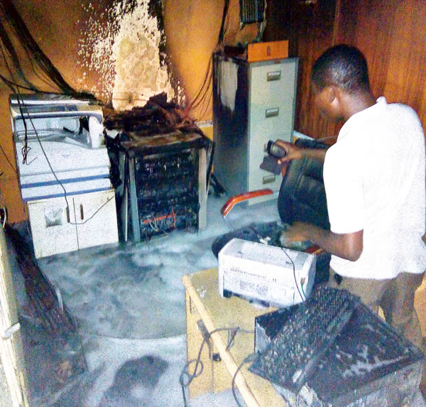 The Lagos State Ministry of Energy office which was gutted by fire on Tuesday, May 3, 2016 | Punch
