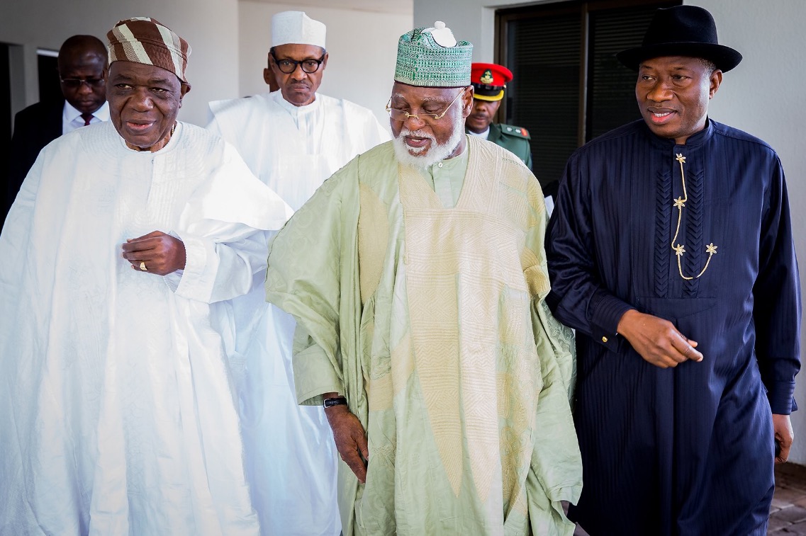 Ex presidents Ernest Shonekan, General Abdulsalami Abubakar, and Dr. Goodluck Jonathan (from left to right)