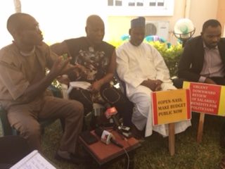 Charly Boy and others at the press conference held in his Abuja residence