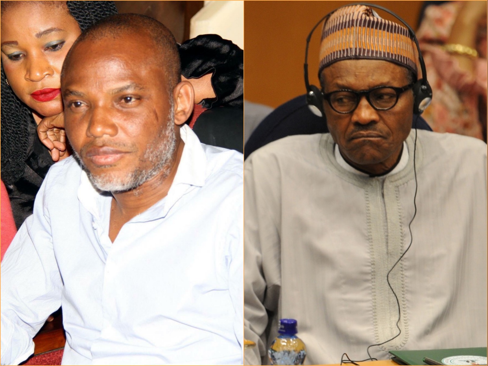 Biafra Nnamdi Kanu, leader of IPOB (left), President Muhammadu Buhari IPOB Pro Biafra secessionist group