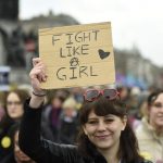 Protesters take part in the Women’s March on Dublin