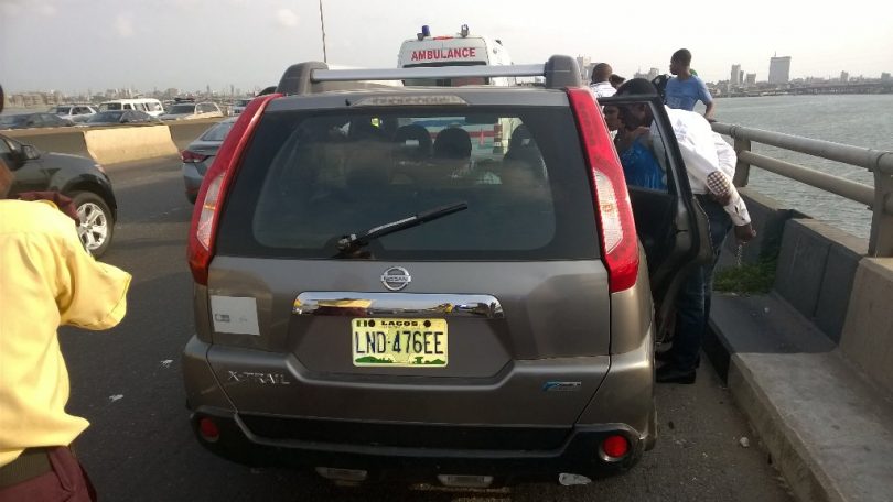 The scene of a suicide on 3rd Mainland Bridge, Sun, March 19, 207