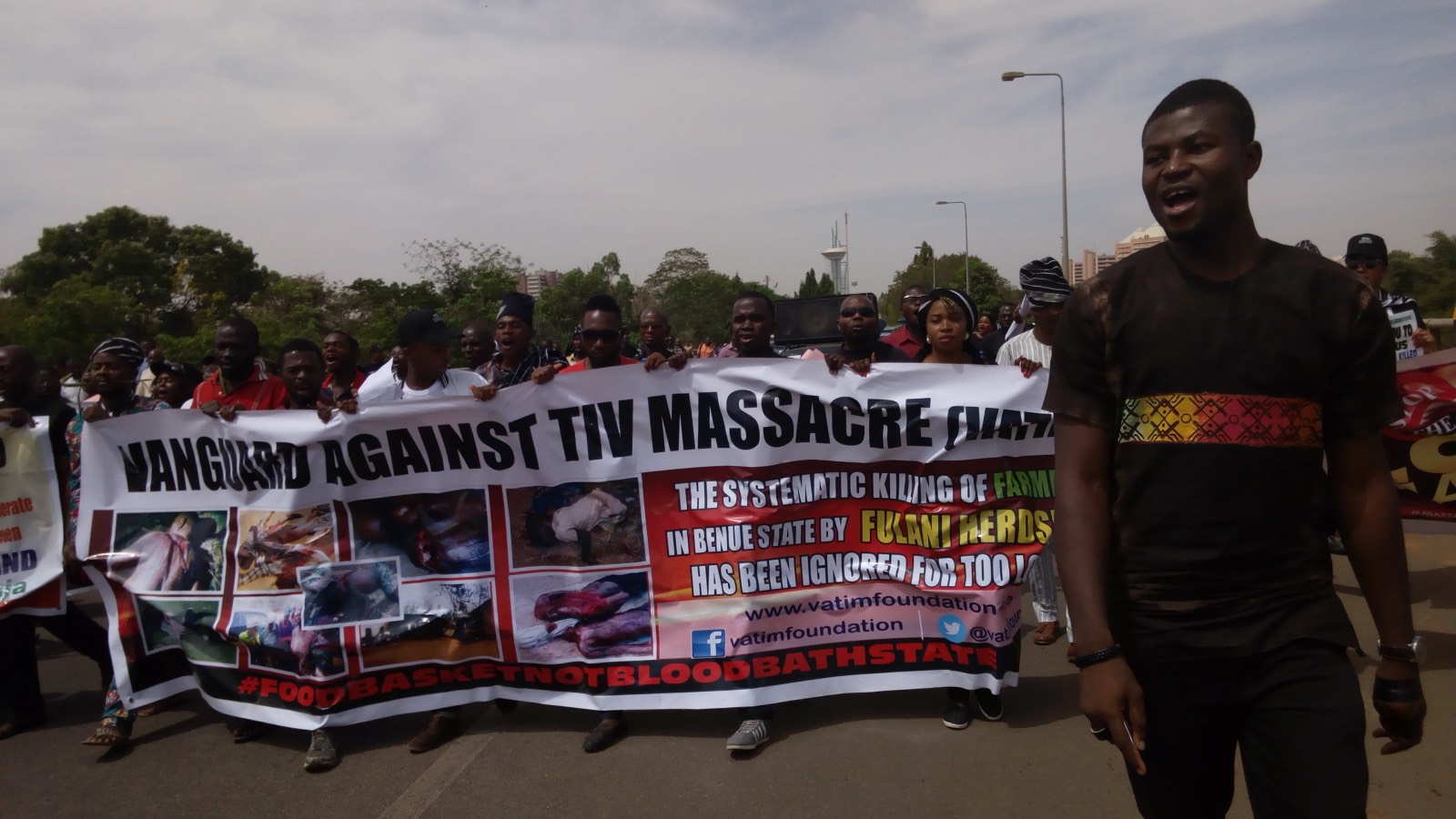 Fulani Herdsmen A Benue group, Vanguard Against Tiv Massacre staged a protest at the National Assembly on Thursday, March 16, 2017 against killing of Tiv people by Fulani herdsmen