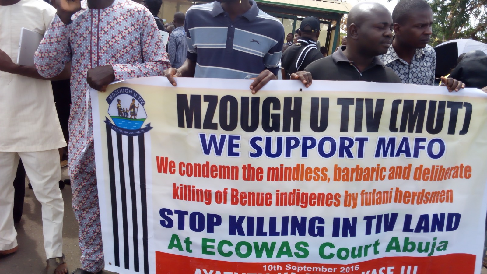 A Benue group, Vanguard Against Tiv Massacre staged a protest at the National Assembly on Thursday, March 16, 2017 against killing of Tiv people by Fulani herdsmen