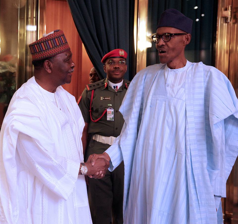 President Muhammadu Buhari receives Former Head of State Gen. Yakubu Gowon