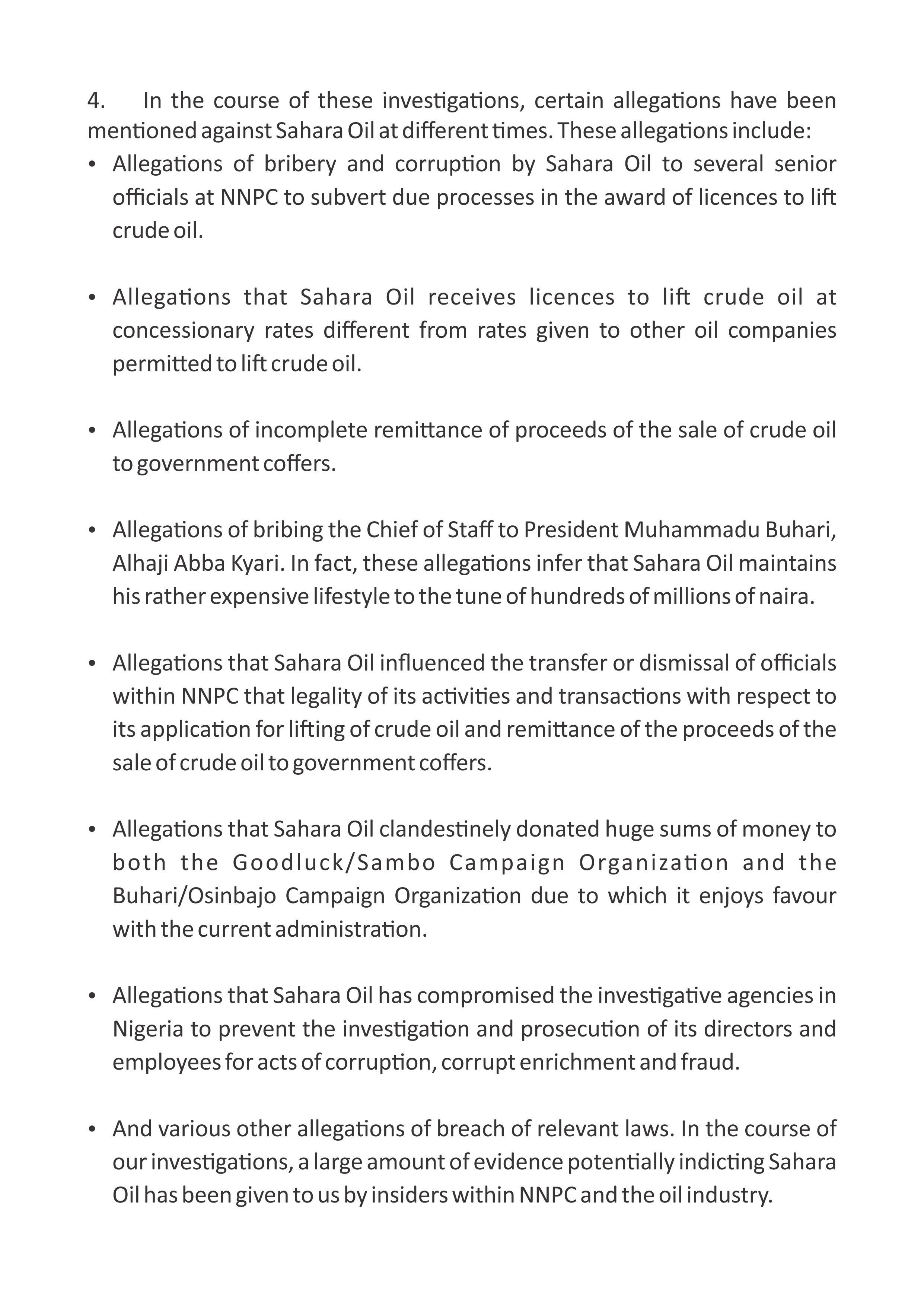 Letter written by Concerned Nigerians to Sahara Group