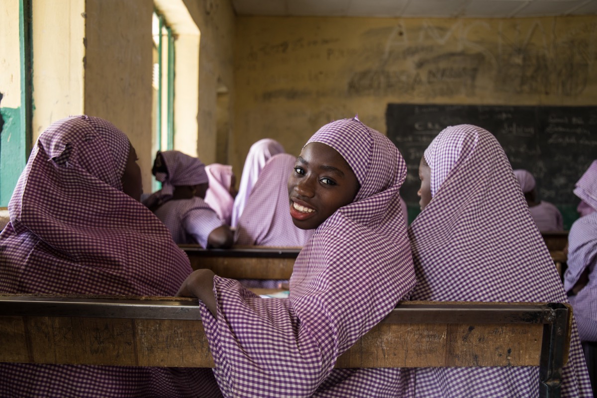 Children play with a ball during a recess at a UNICEF nigeria borno school schoolchildren nigeria