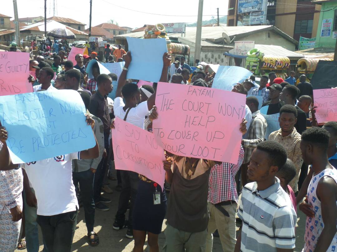 Ekiti students stage protest against Kayode Fayemi