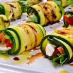 Zucchini Rolls With Arugula, Mozzarella And Tomato