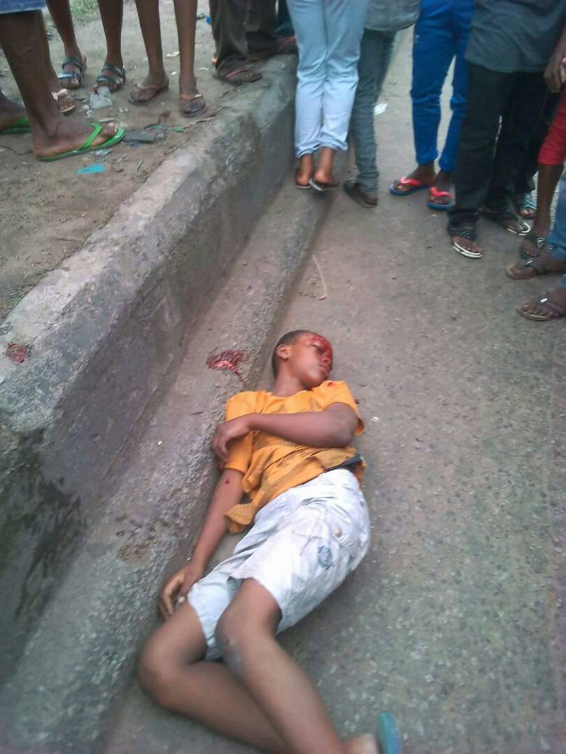 A photo of one of those killed by police bullets at the scene of the market demolition in Owerri, Imo State on August 26, 2017