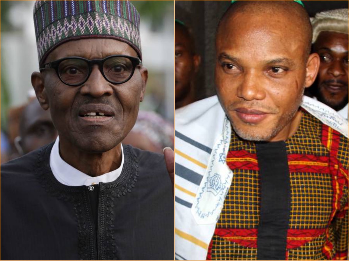 Igbo Nnamdi Kanu, leader of IPOB (left), President Muhammadu Buhari