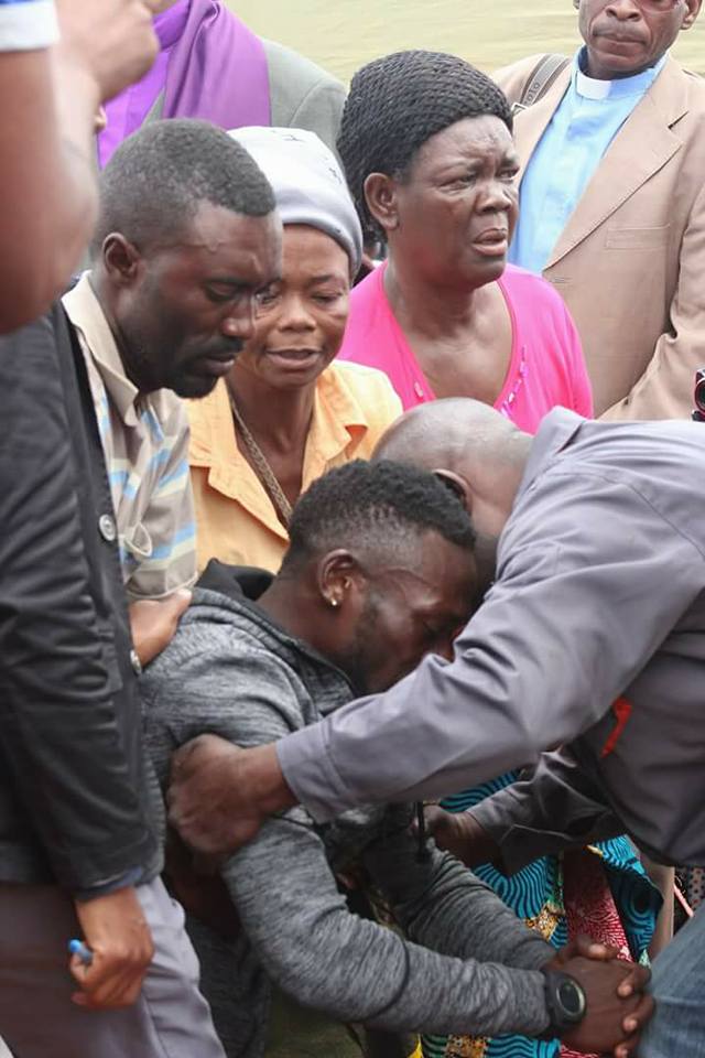 People console Augustine Diego Mulenga, Zambian footballer who lost his daughter while playing against Nigeria 