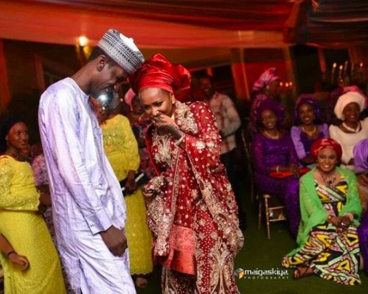 Maryam Sanda and her late husband, Haliru Bello on their wedding day in October 2015 