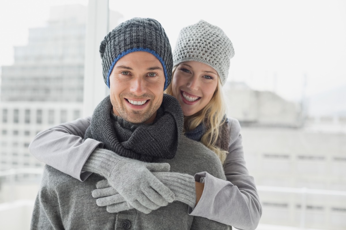 couple love hug woman