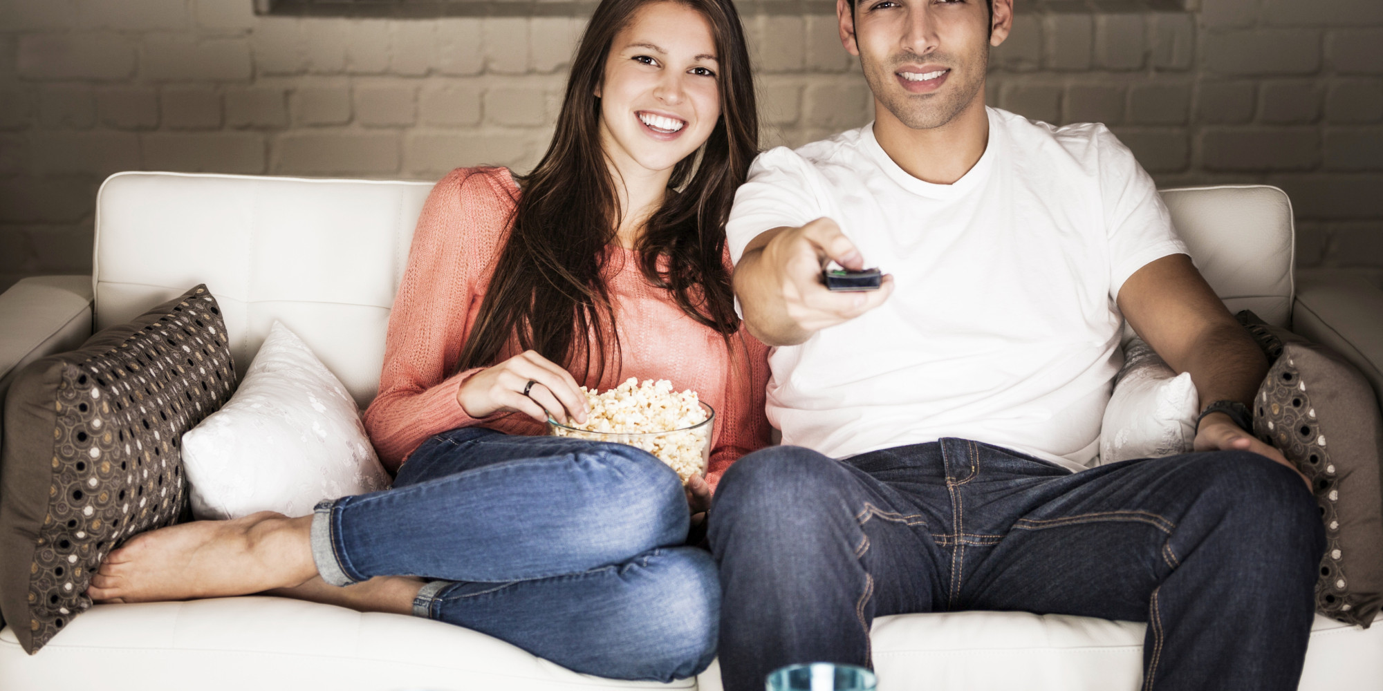Healthy Relationship Young couple watching TV love